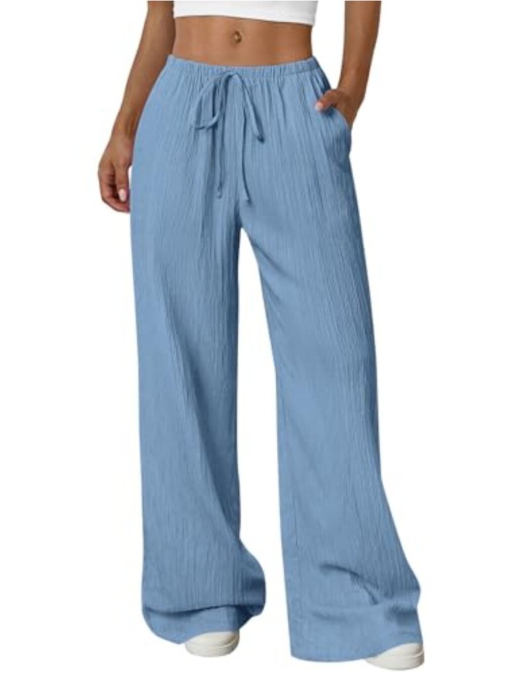 Womens Palazzo Pants High Rise Wide Leg Casual Trousers with Pockets